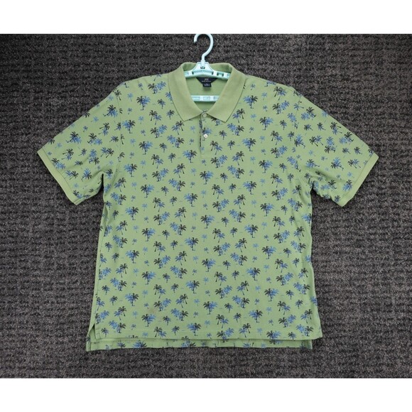 Brooks Brothers Other - Brooks Brothers Polo Shirt Mens 2XL Green Palm Tree All Over Print Cotton Pique